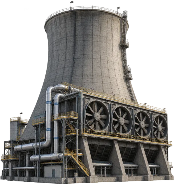 Industrial Cooling Tower with Large Fans
