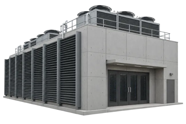 Industrial Data Center Building with Rooftop Cooling Units
