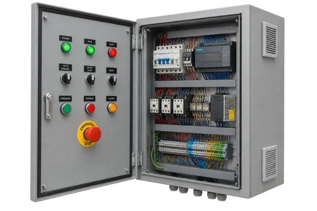 Industrial Electrical Control Panel With Open Door