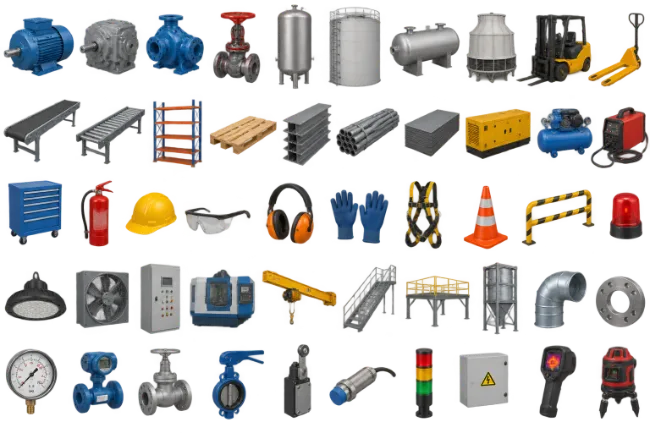 Industrial Equipment and Machinery Icons Collection
