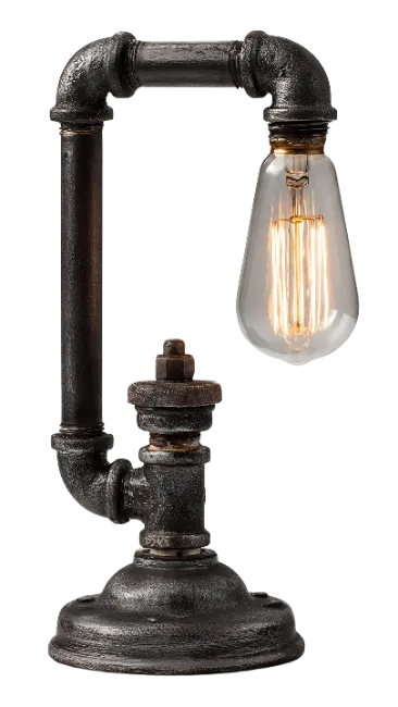 Industrial Pipe Desk Lamp with Edison Bulb