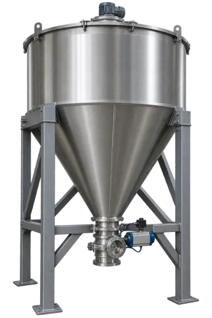 Industrial Stainless Steel Hopper Tank with Support Frame