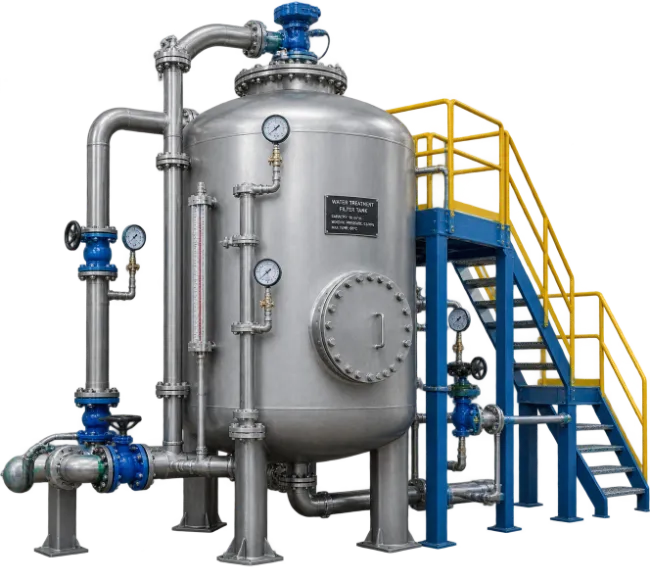 Industrial Stainless Steel Water Treatment Filter Tank