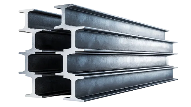 Industrial Steel H-Beams Stacked