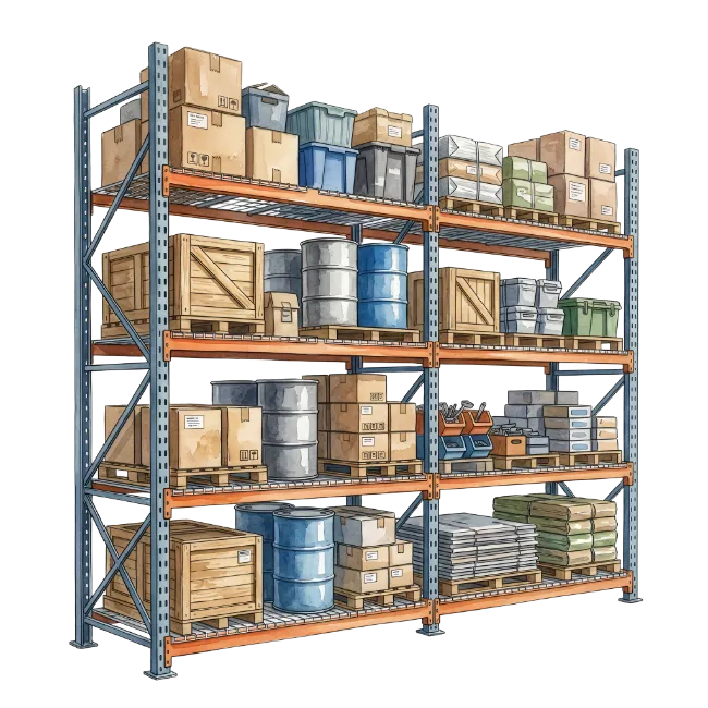 Industrial Warehouse Storage Shelves with Cargo