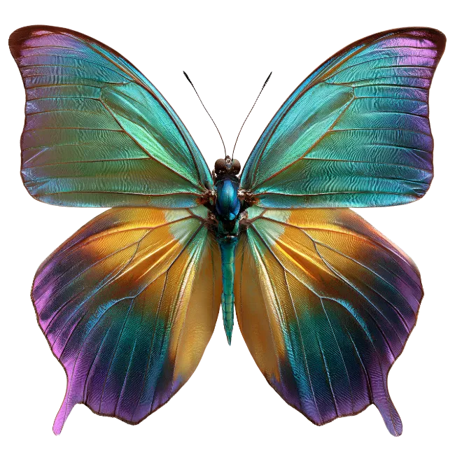 Iridescent Blue and Gold Butterfly