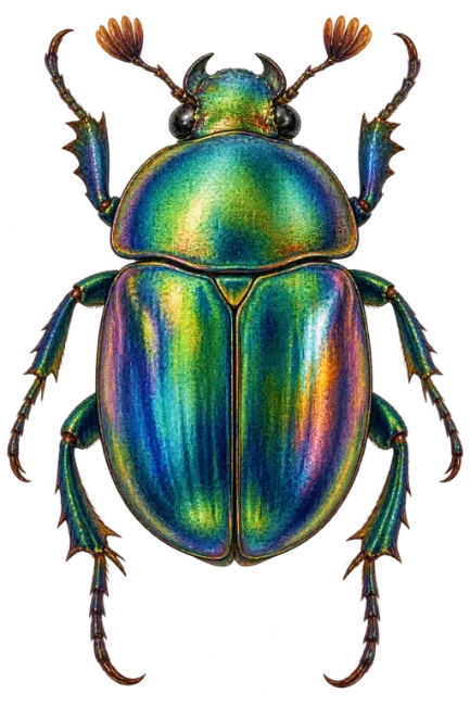Iridescent Green Beetle Illustration