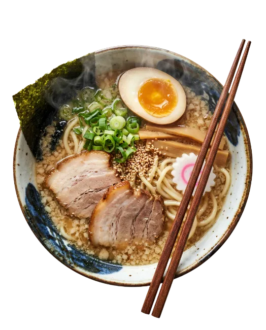 Japanese Ramen Noodle Bowl with Chashu Pork and Egg