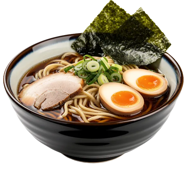 Japanese Ramen Noodle Soup in Ceramic Bowl