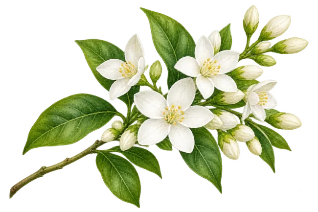 Jasmine flower branch illustration