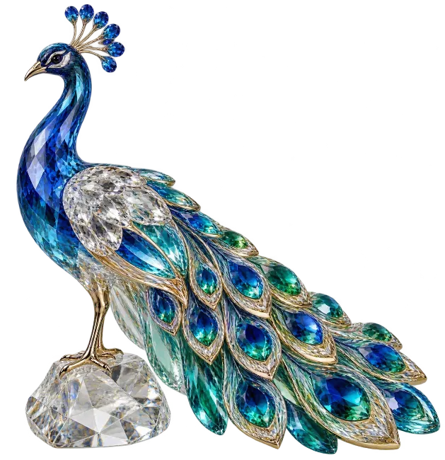 Jeweled Crystal Peacock Figurine