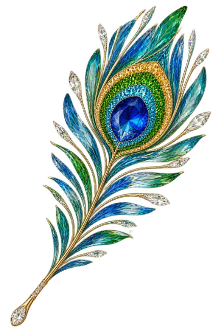 Jeweled Peacock Feather Illustration