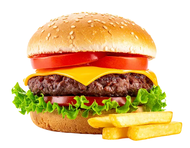 Juicy Cheeseburger with French Fries