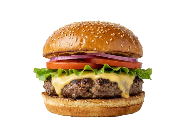 Juicy Cheeseburger with Fresh Lettuce and Tomatoes