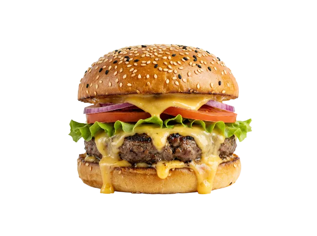 Juicy Cheeseburger with Lettuce and Tomato