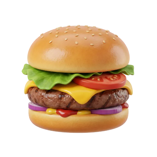 Juicy Cheeseburger with Lettuce and Tomato