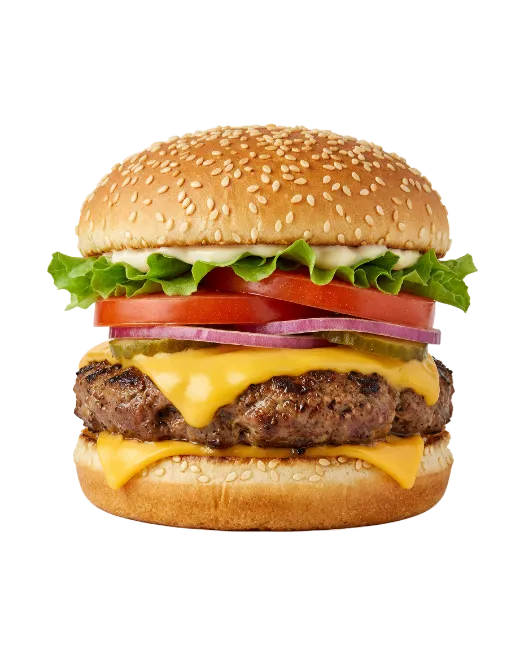 Juicy Cheeseburger with Lettuce and Tomatoes