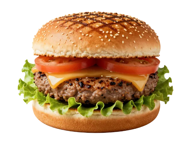 Juicy Cheeseburger with Lettuce and Tomatoes