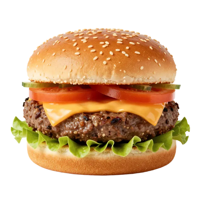 Juicy Cheeseburger with Lettuce and Tomatoes