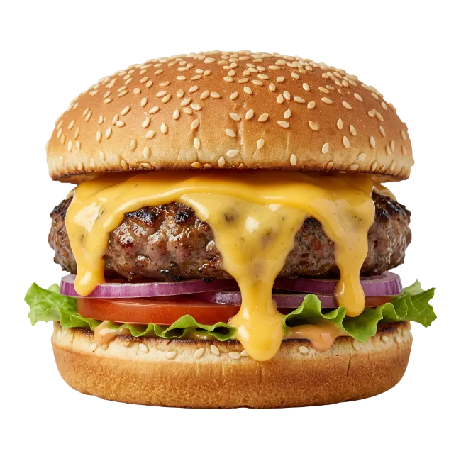 Juicy Cheeseburger with Melted Cheese and Lettuce