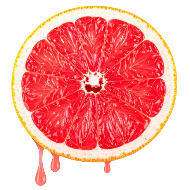 Juicy Grapefruit Slice with Dripping Juice