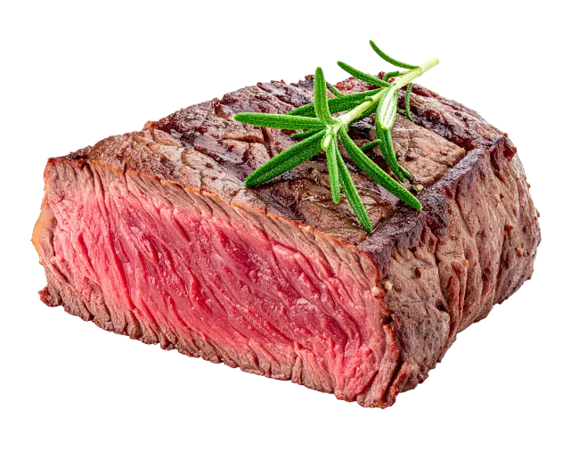 Juicy grilled beef steak with fresh rosemary herb