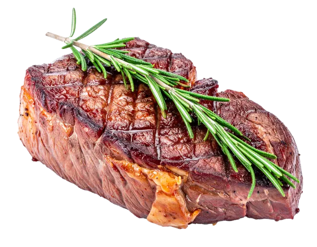 Juicy grilled beef steak with rosemary