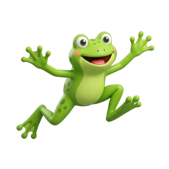 Jumping Green Frog Cartoon Character