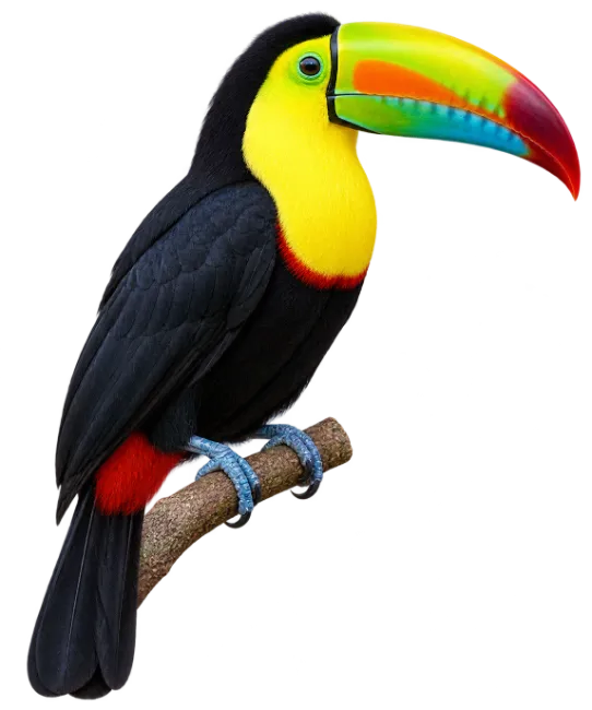 Keel Billed Toucan Bird Perched on Branch