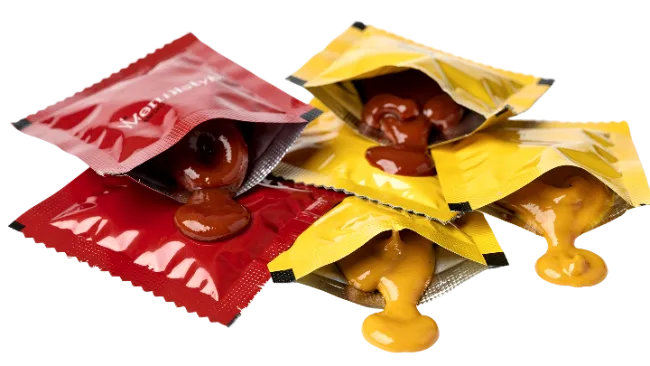 Ketchup and Mustard Sauce Packets
