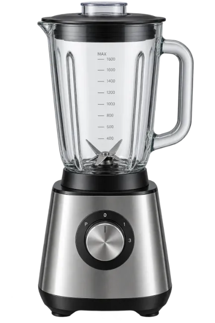 Kitchen Blender with Glass Pitcher and Stainless Steel Base
