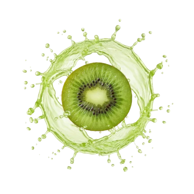 Kiwi Fruit Slice in Green Juice Splash