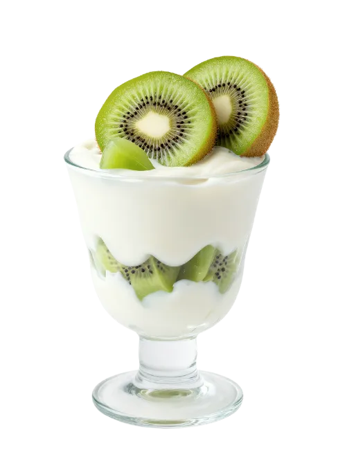 Kiwi Yogurt Parfait in Glass Cup