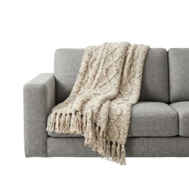 Knitted Blanket on Sofa