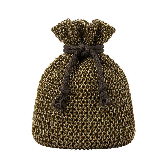 Knitted Gold Drawstring Pouch