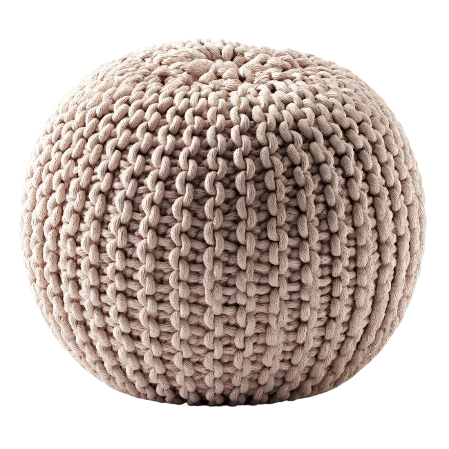 Knitted Round Pouf Ottoman Footrest