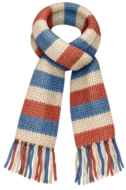 Knitted Striped Winter Scarf