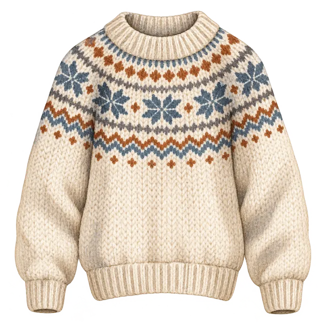 Knitted sweater with fair isle pattern