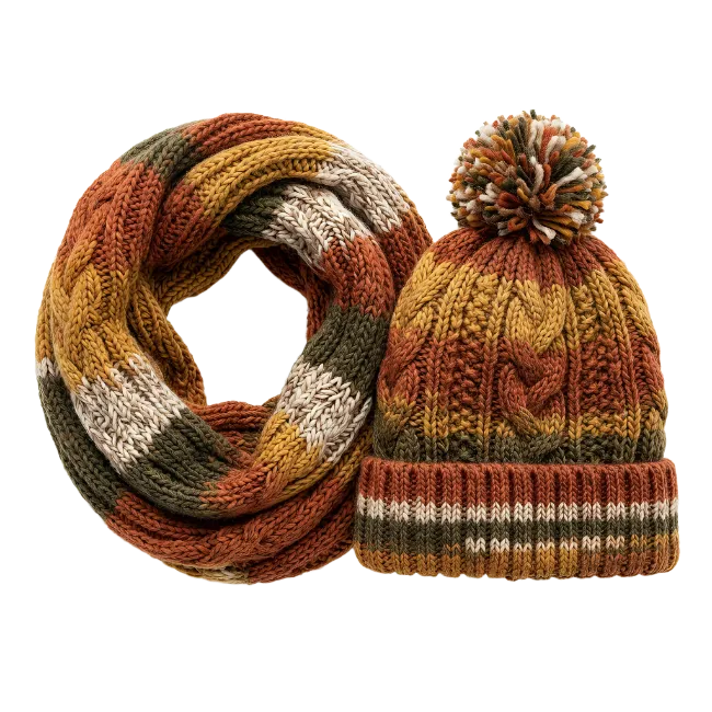 Knitted Winter Hat and Scarf Set