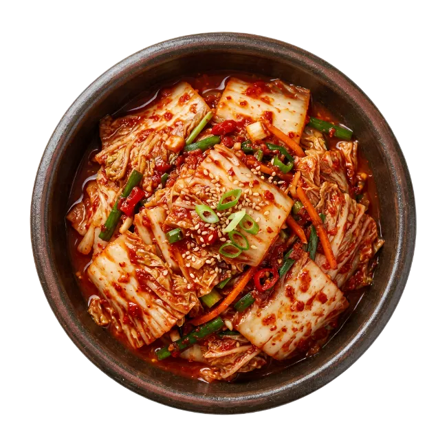 Korean Kimchi in a Ceramic Bowl