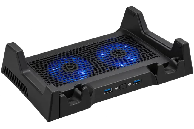 Laptop cooling pad with blue LED fans
