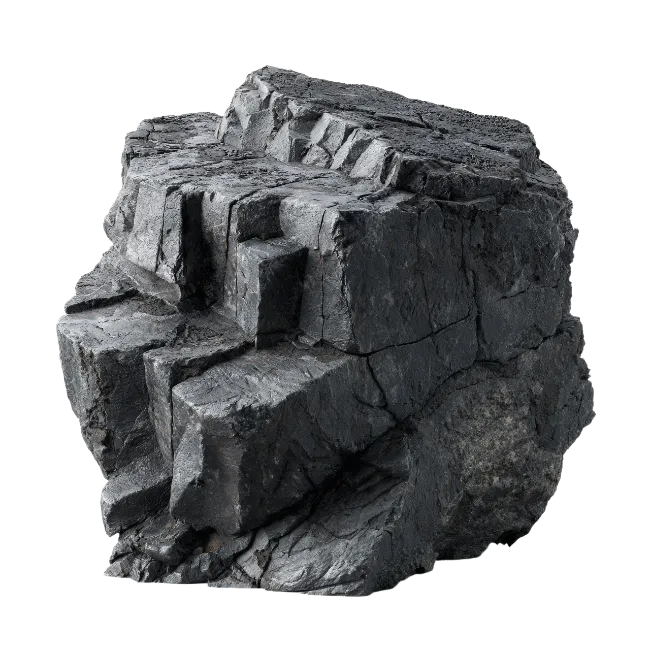 Large black rocky stone boulder