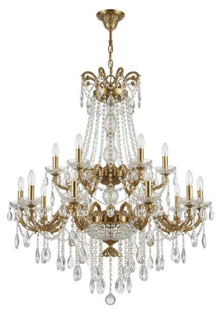Large Crystal Chandelier with Gold Accents