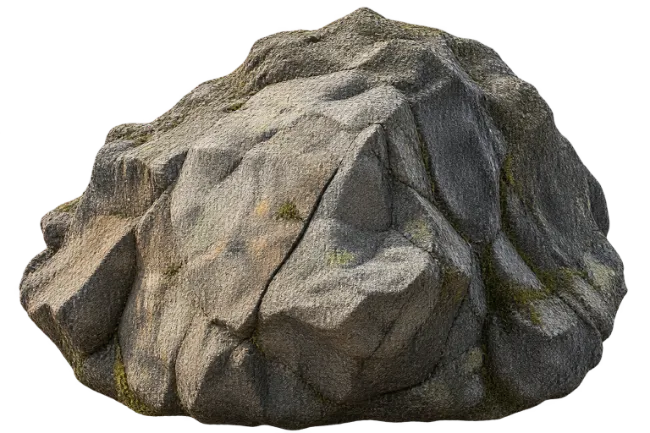 Large Gray Granite Rock Boulder with Moss