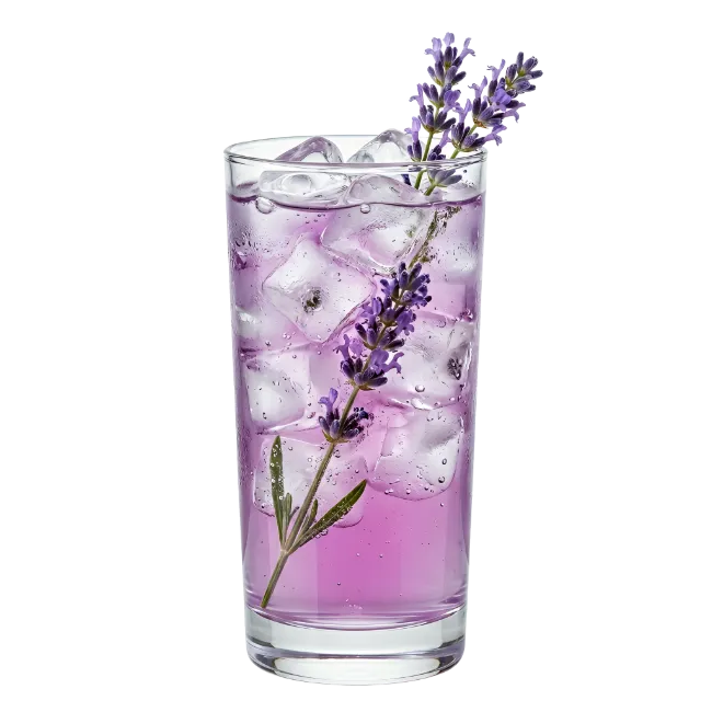 Lavender Cocktail in Glass with Ice