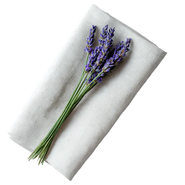 Lavender Flowers on Folded Fabric