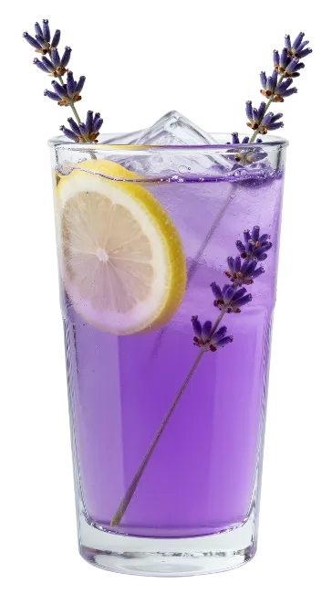 Lavender Lemonade Cocktail with Ice and Flowers