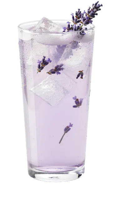 Lavender Lemonade Cocktail with Ice and Flowers