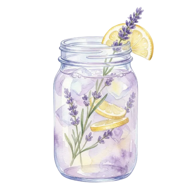 Lavender Lemonade in Mason Jar Watercolor