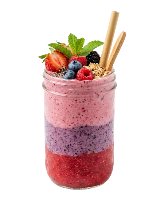 Layered Berry Smoothie in Glass Jar
